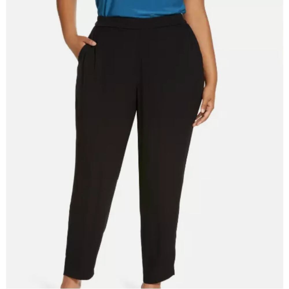 Halogen Pull-On Ankle Dress Pants Elastic Waist Tapered Leg Black Womens Size 20
